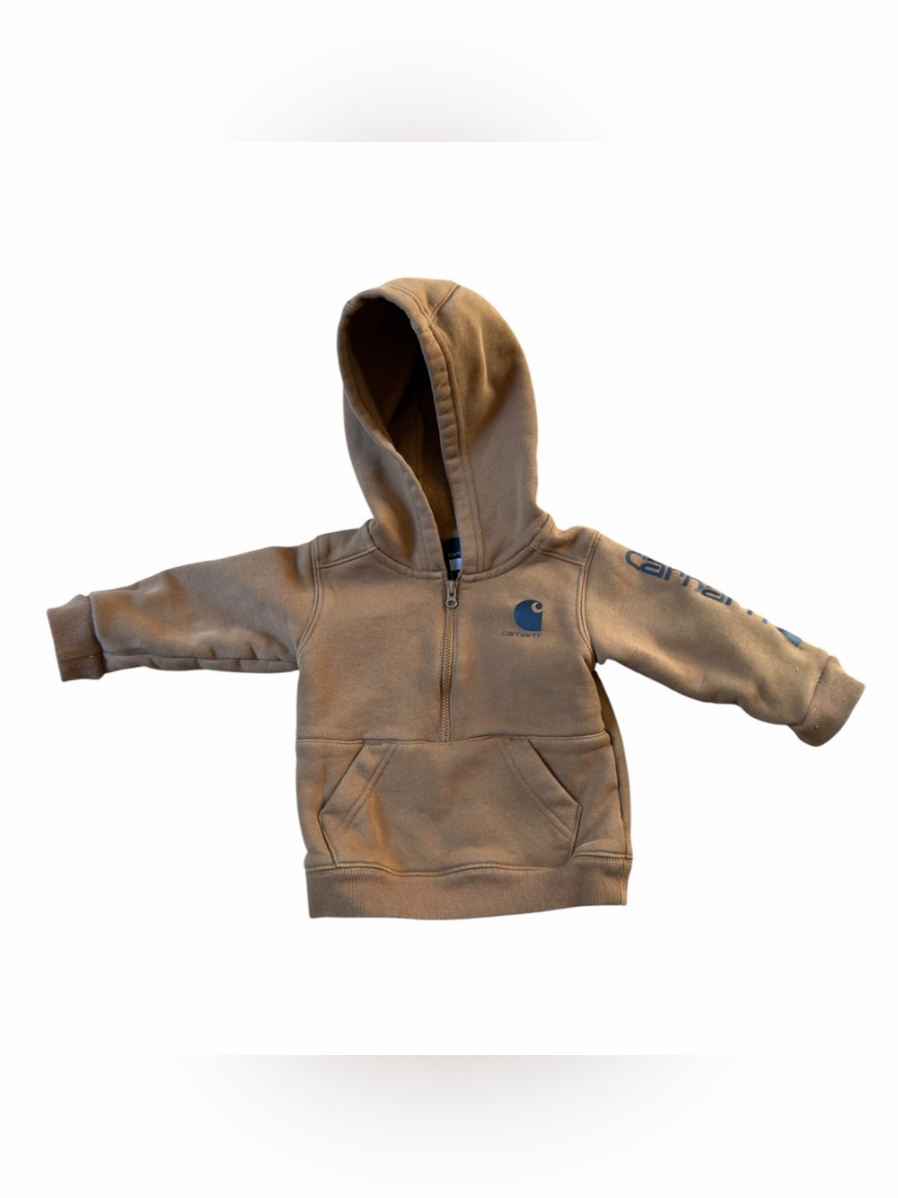 Carhartt Toddler Half Zip Hooded Sweatshirt Size 12 Months Brown Fleece 6273 EUC